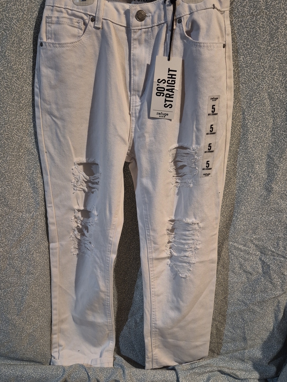 refuge White Distressed 90's Straight Men's Jeans